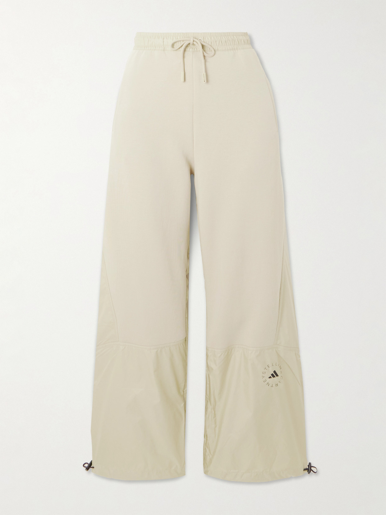 Adidas By Stella Mccartney Truecasuals Shell-paneled Organic Cotton-blend Fleece Track Pants In Neutrals
