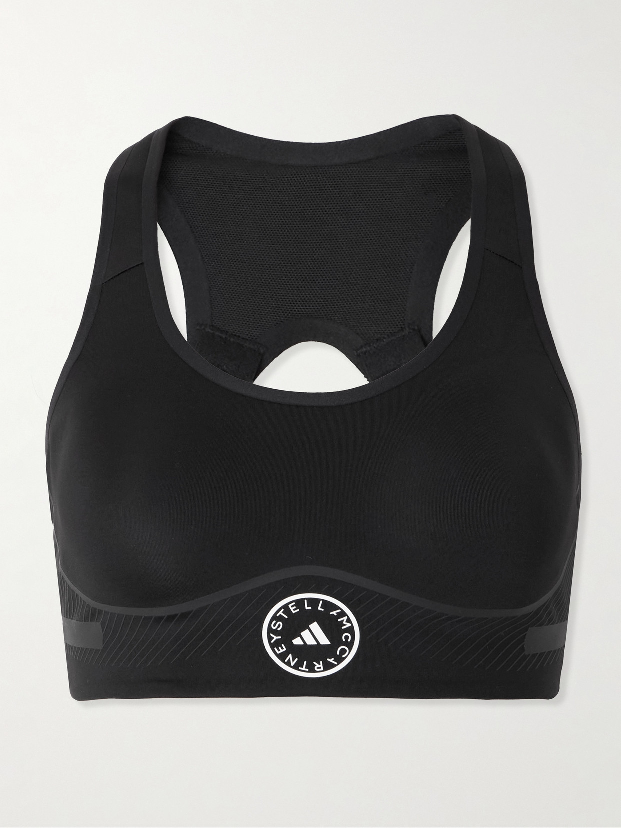 Adidas By Stella Mccartney Truepace Aeroready Heat.rdy Cutout Stretch Recycled Sports Bra In Black