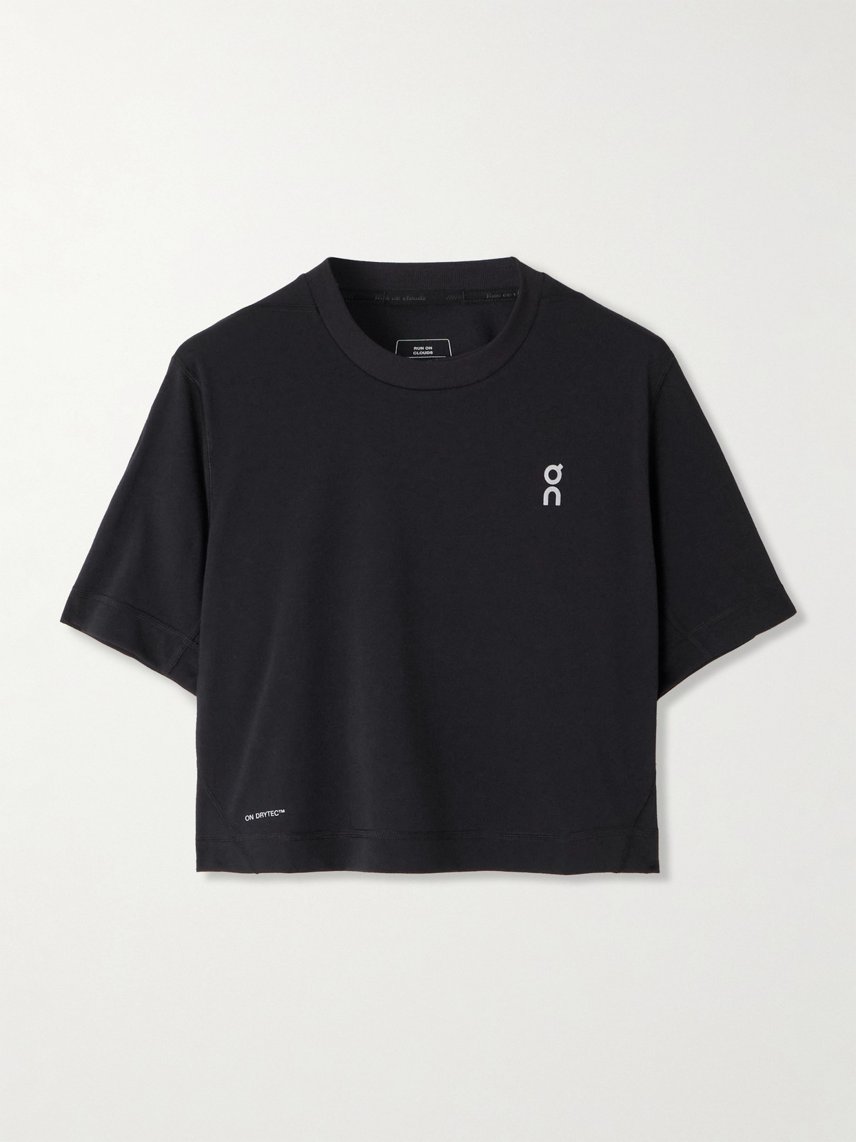 On Train Cropped Recycled-jersey T-shirt In Black