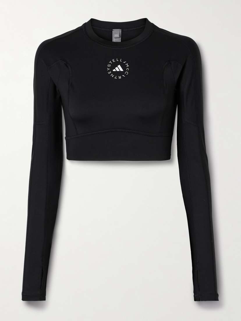 adidas by Stella McCartney Truestrength Cutout Cropped Printed Top