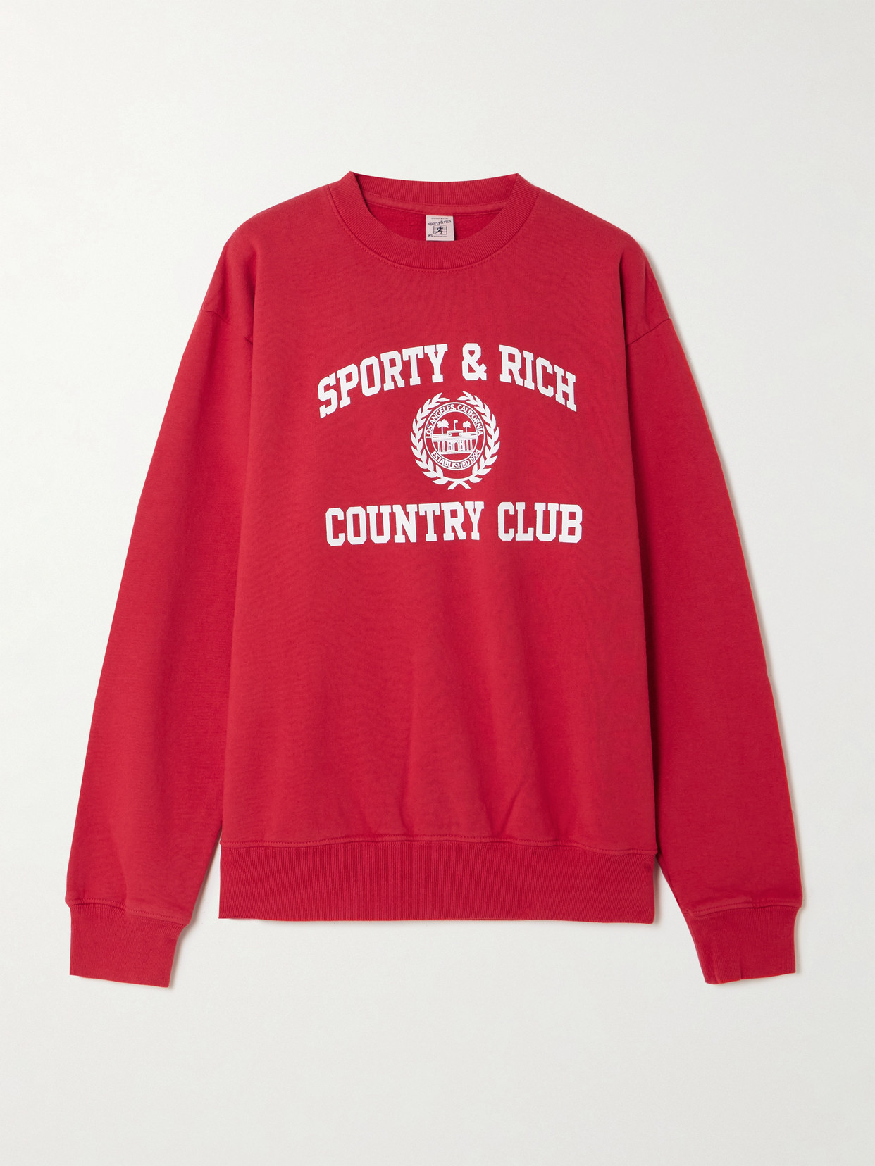 Sporty And Rich Sporty & Rich Varsity Crest Crewneck Graphic Sweatshirt In Red