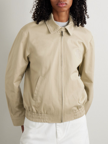 SPORTY & RICH Prep H&W Crest embroidered cotton-twill jacket