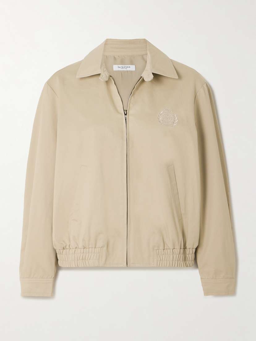 Sporty & Rich Prep H&w Crest Embroidered Cotton-twill Jacket