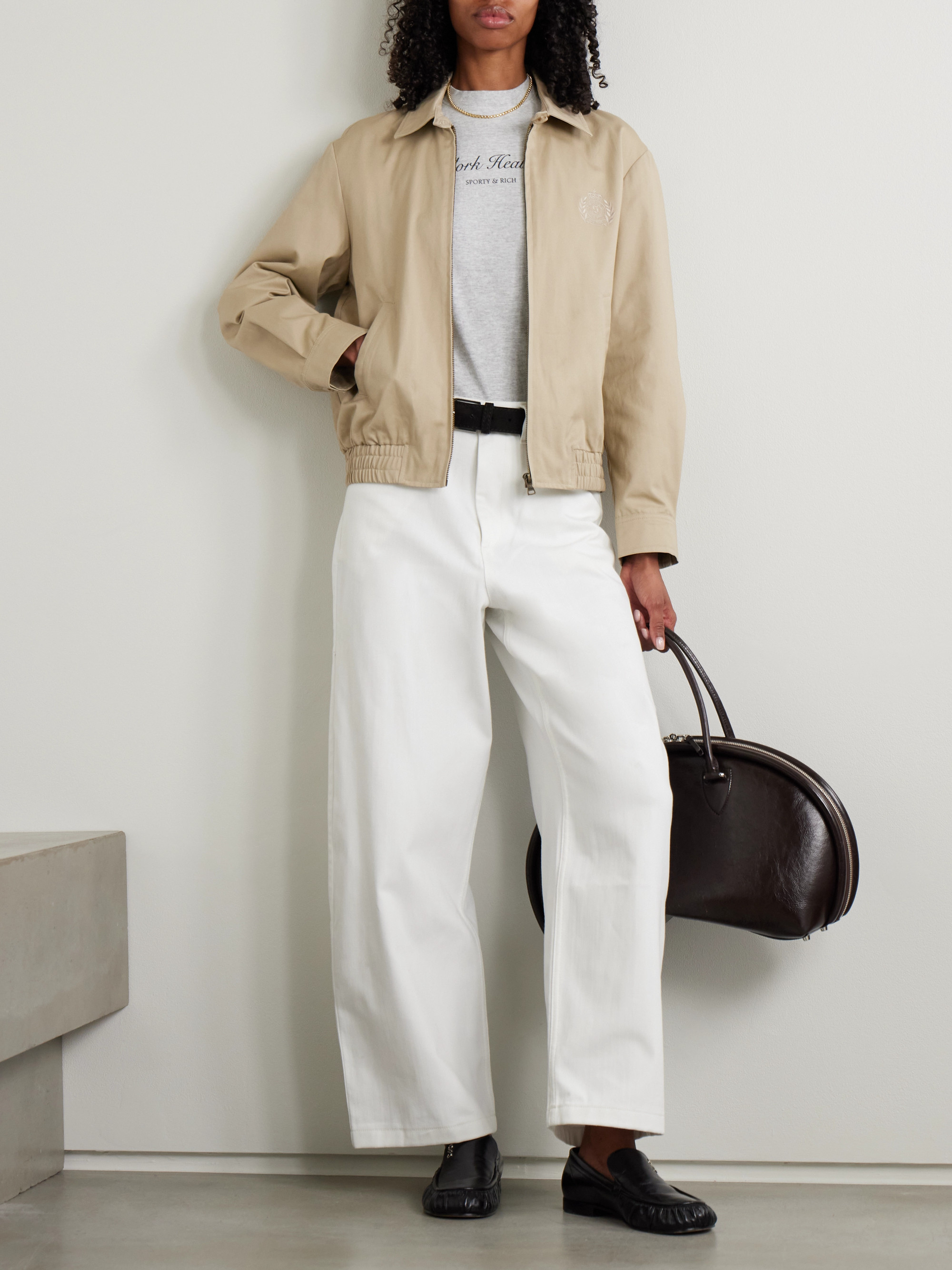 SPORTY & RICH Prep H&W Crest embroidered cotton-twill jacket thumbnail