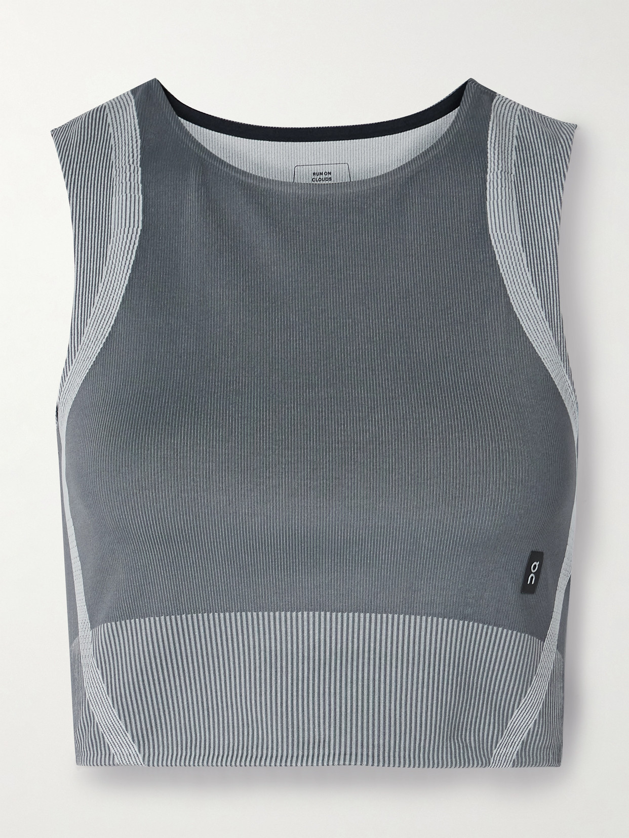 On Studio Cropped Ribbed Stretch Recycled Tank In Gray