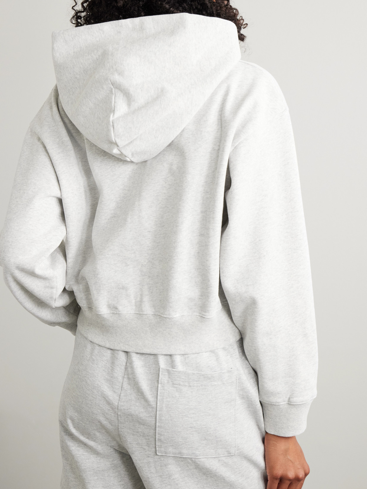 Sporty And Rich Varsity Crest Printed Cotton-jersey Hoodie In Gray