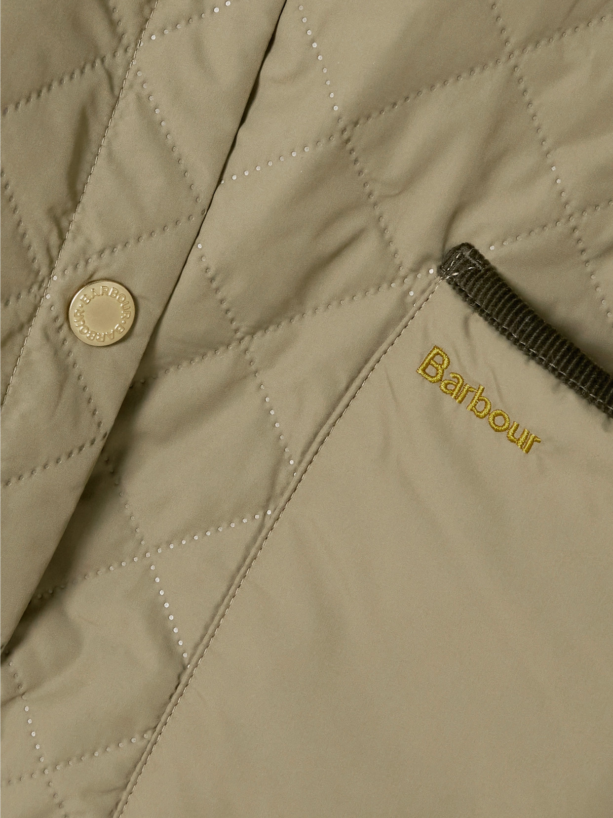 Barbour Anise Corduroy-trimmed Cropped Quilted Shell Jacket In Green