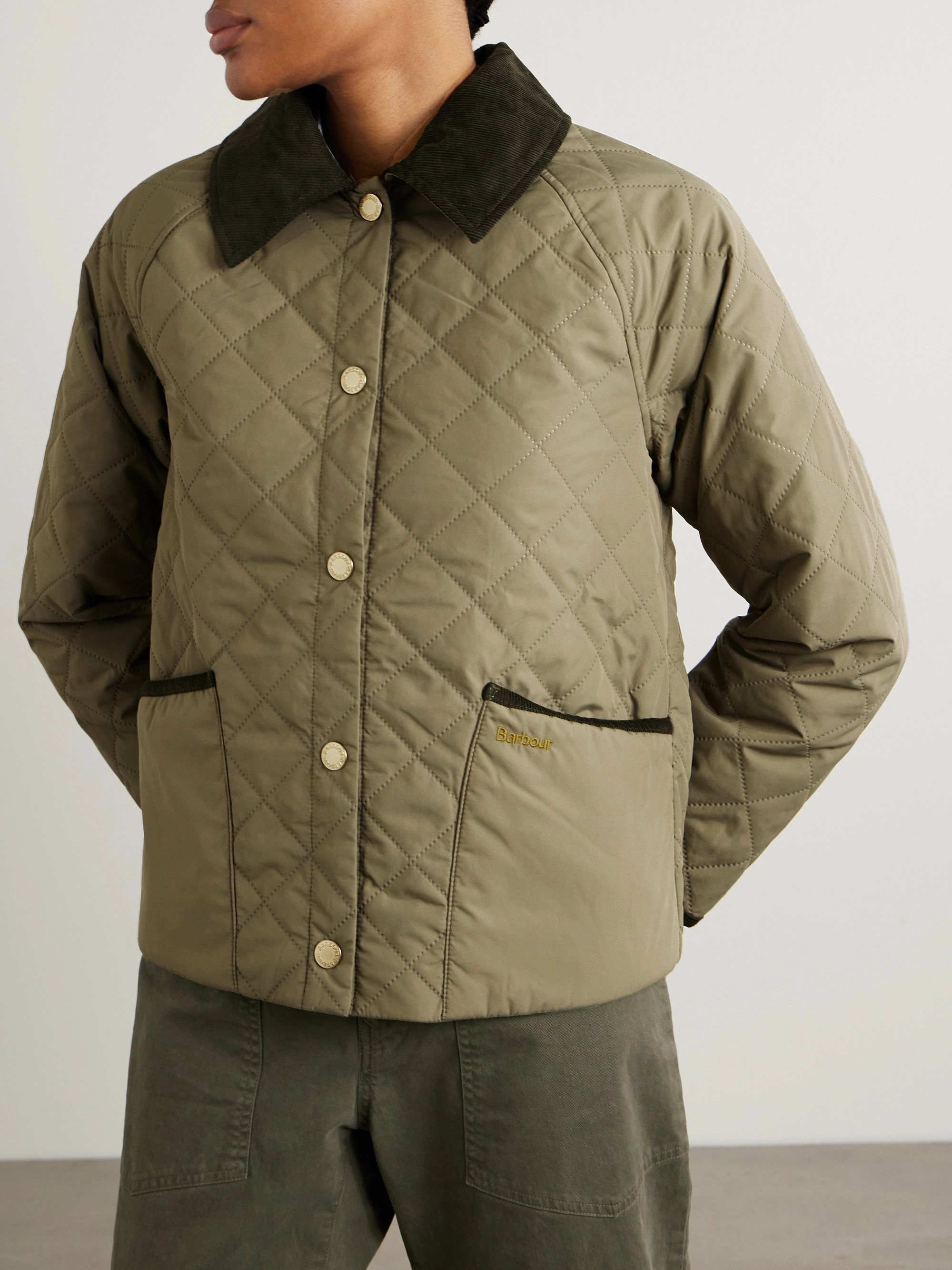 BARBOUR - Anise corduroy-trimmed cropped quilted shell jacket | Plush