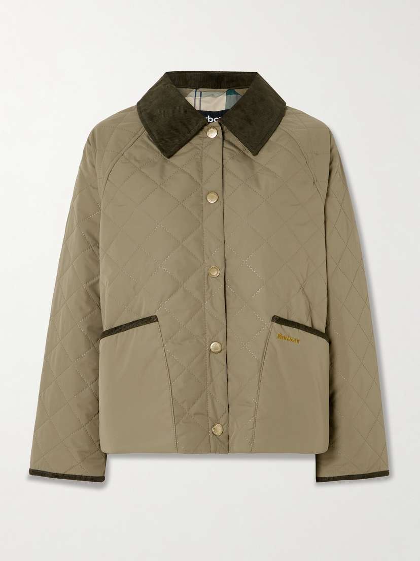 Barbour Anise Corduroy-trimmed Cropped Quilted Shell Jacket