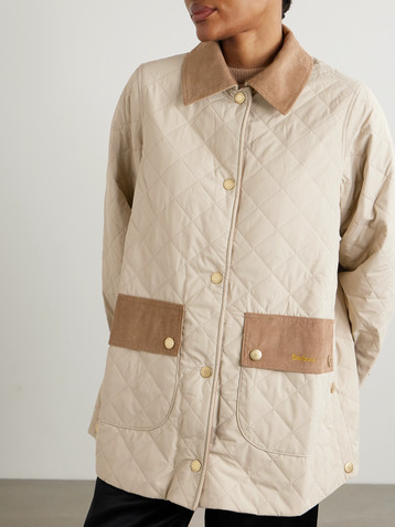 BARBOUR Corinne cotton corduroy-trimmed quilted shell jacket