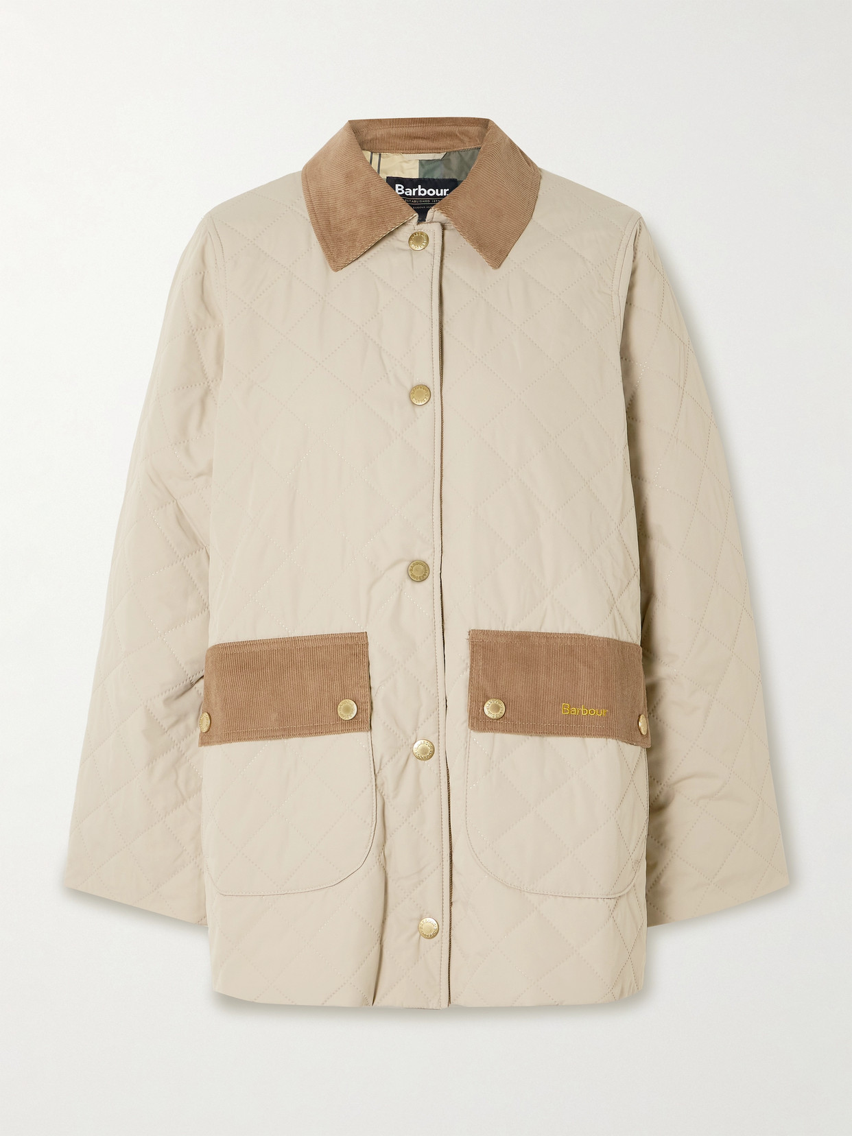 BARBOUR CORINNE COTTON CORDUROY-TRIMMED QUILTED SHELL JACKET