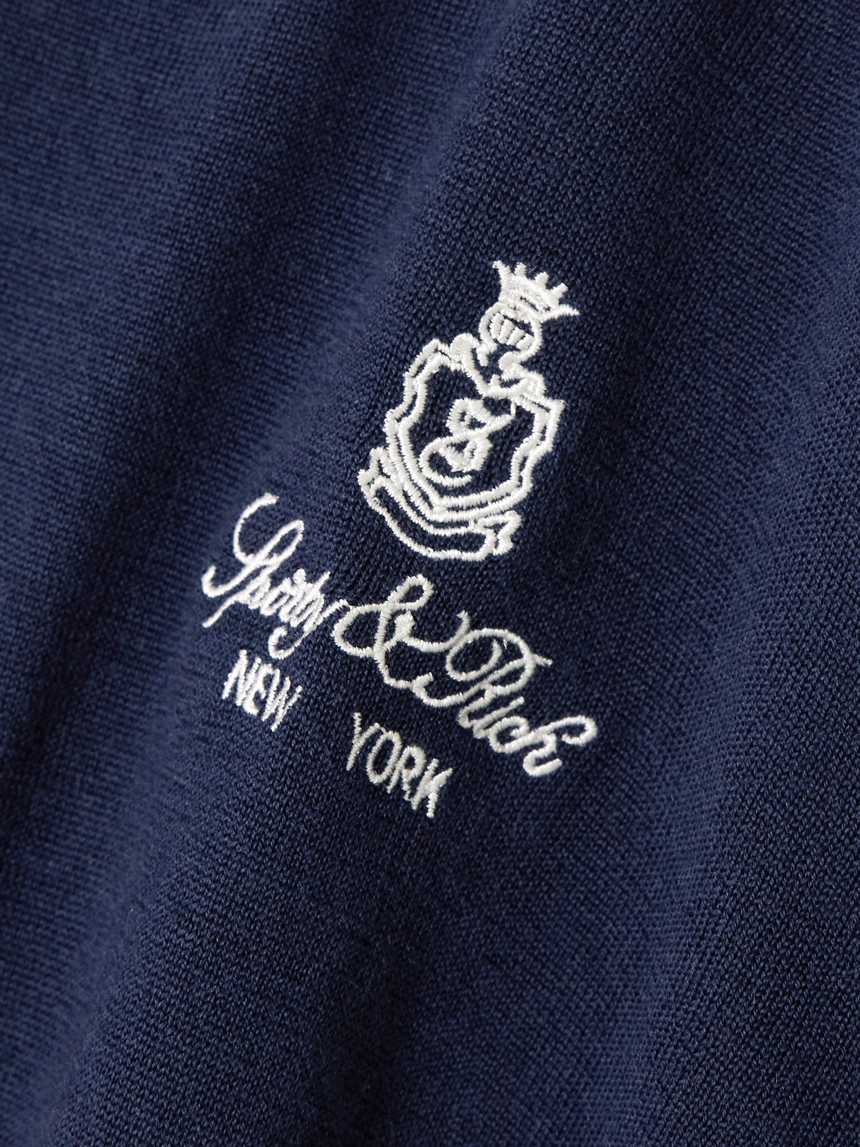 Shop Sporty And Rich Vendome Embroidered Merino Wool T-shirt In Blue