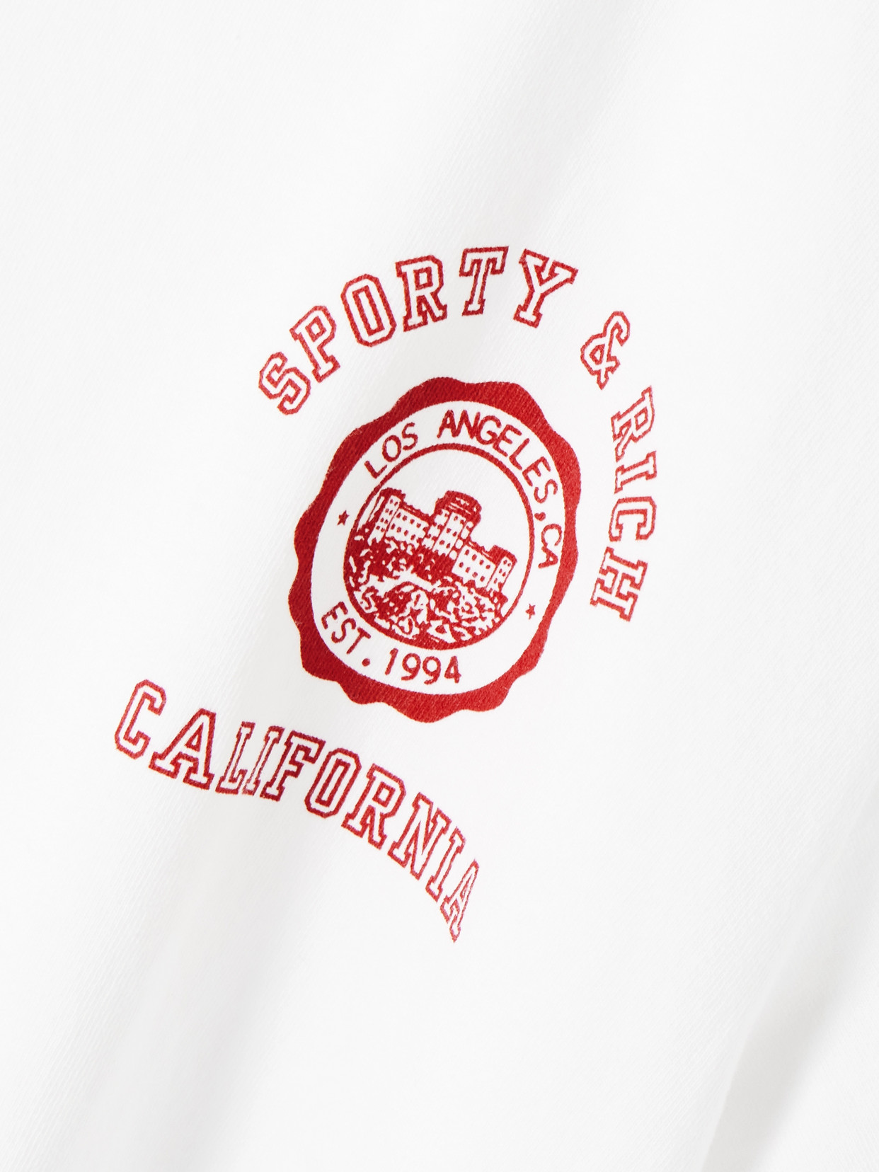 Sporty And Rich Womens California Emblem Round-neck Cotton-jersey T-shirt White Xs In White