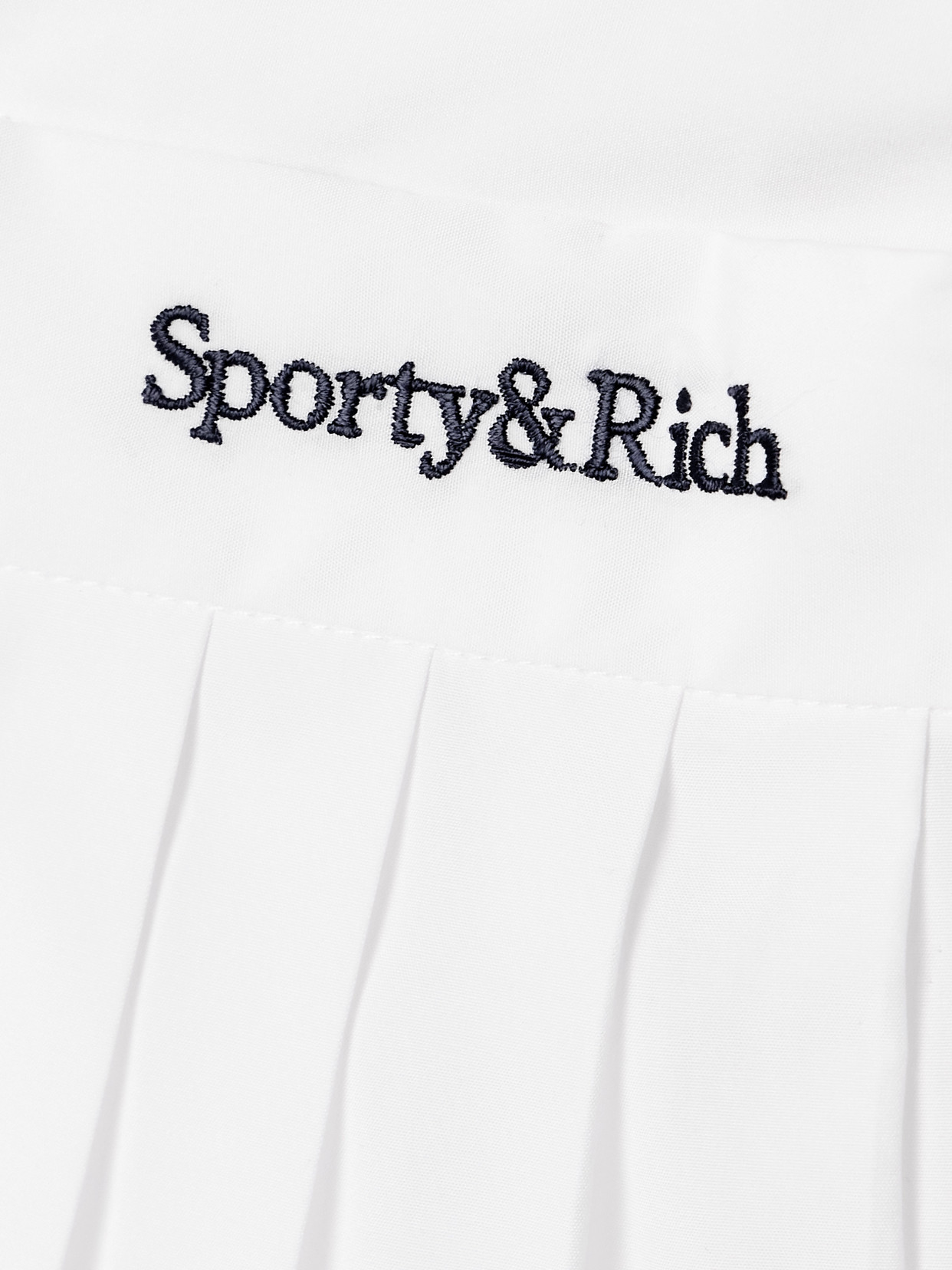 Sporty And Rich Anae Embroidered Pleated Cotton-poplin Mini Skirt In White