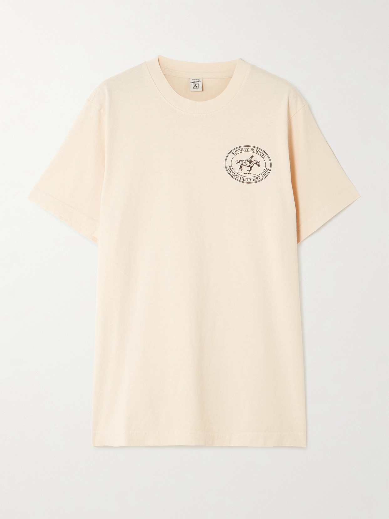 Sporty & Rich - Riding Club Printed Cotton-jersey T-shirt - Cream