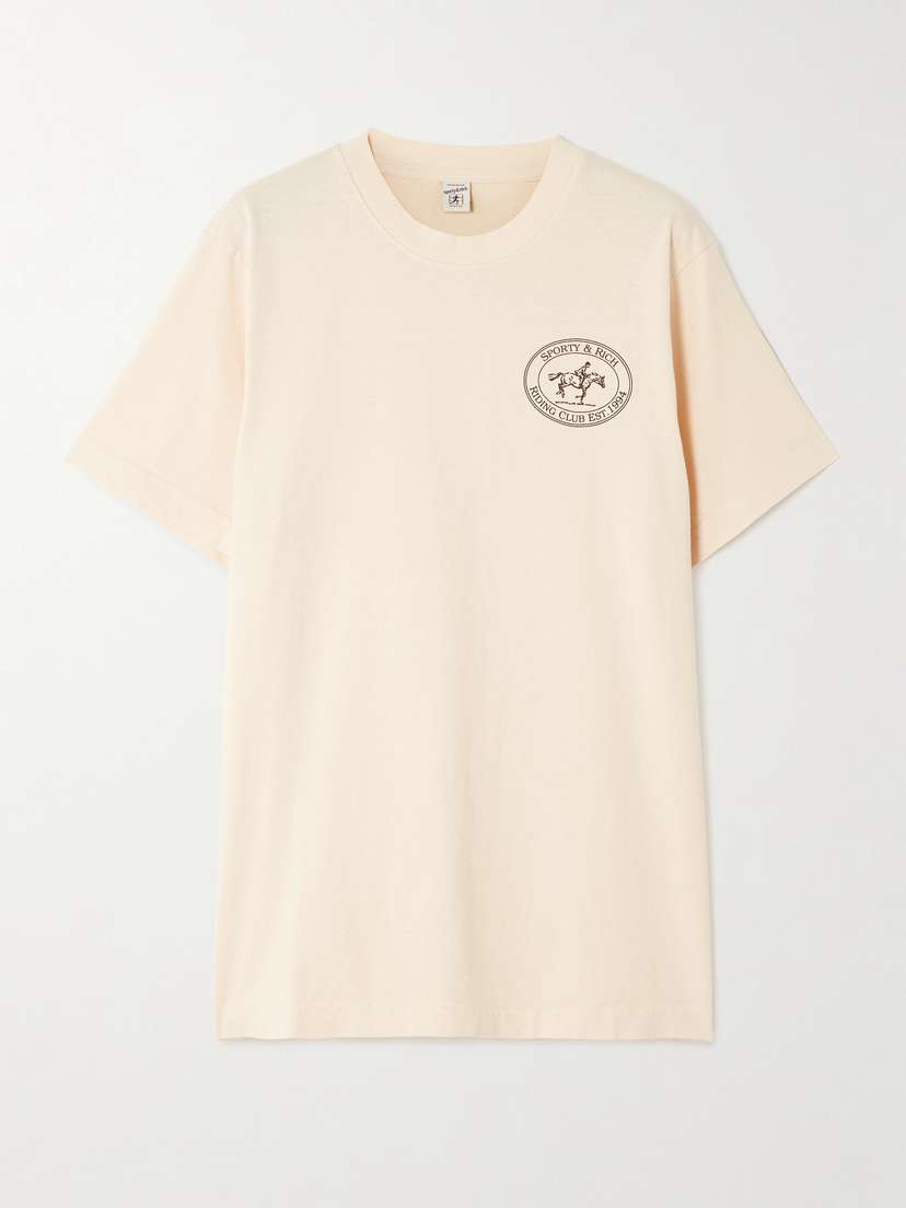 Sporty & Rich Riding Club Printed Cotton-jersey T-shirt