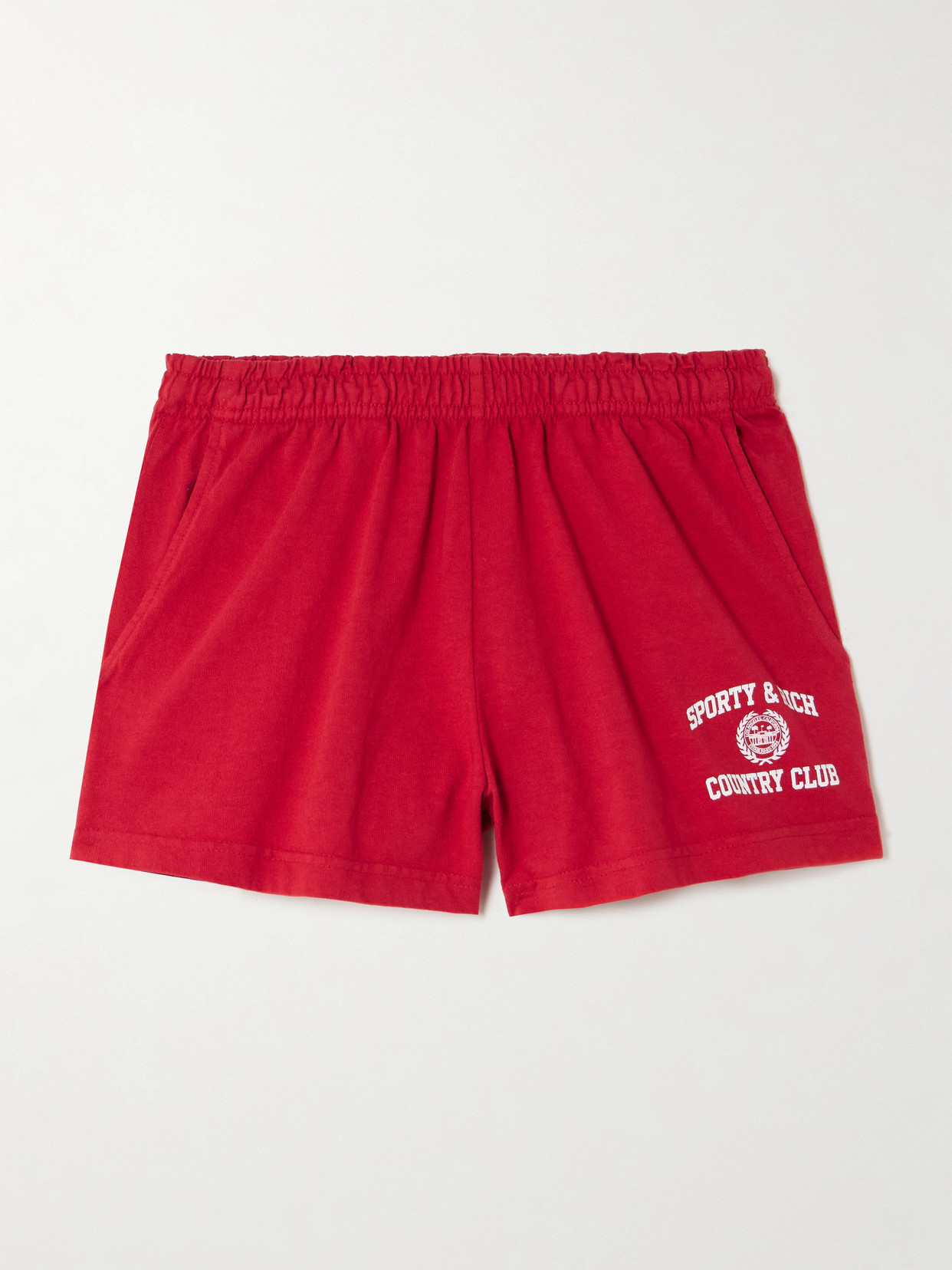 Sporty & Rich - Varsity Printed Cotton-jersey Shorts - Red