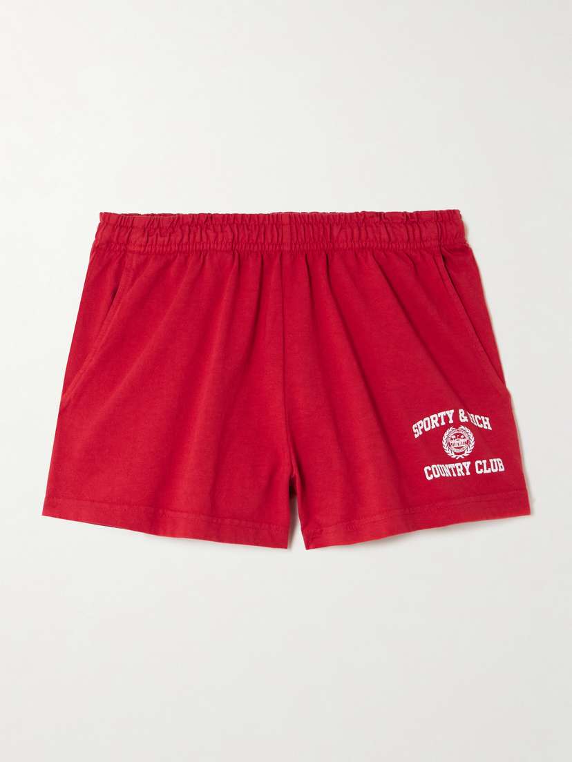 Sporty & Rich Varsity Printed Cotton-jersey Shorts