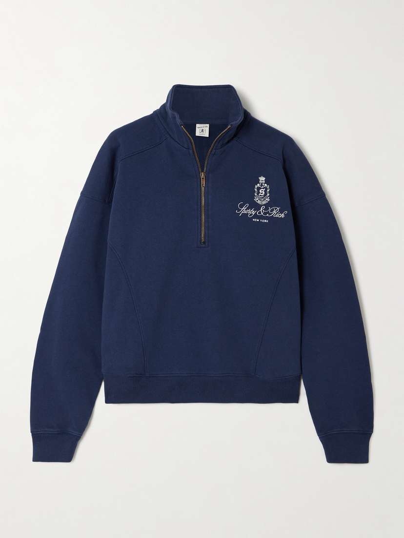 Sporty & Rich Vendome Embroidered Cotton-jersey Sweatshirt