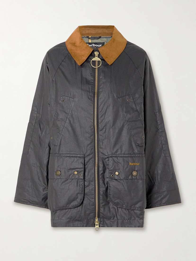 Barbour Raelynn Corduroy-trimmed Waxed-cotton Jacket