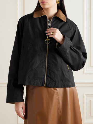 BARBOUR Cropped corduroy-trimmed cotton-canvas jacket