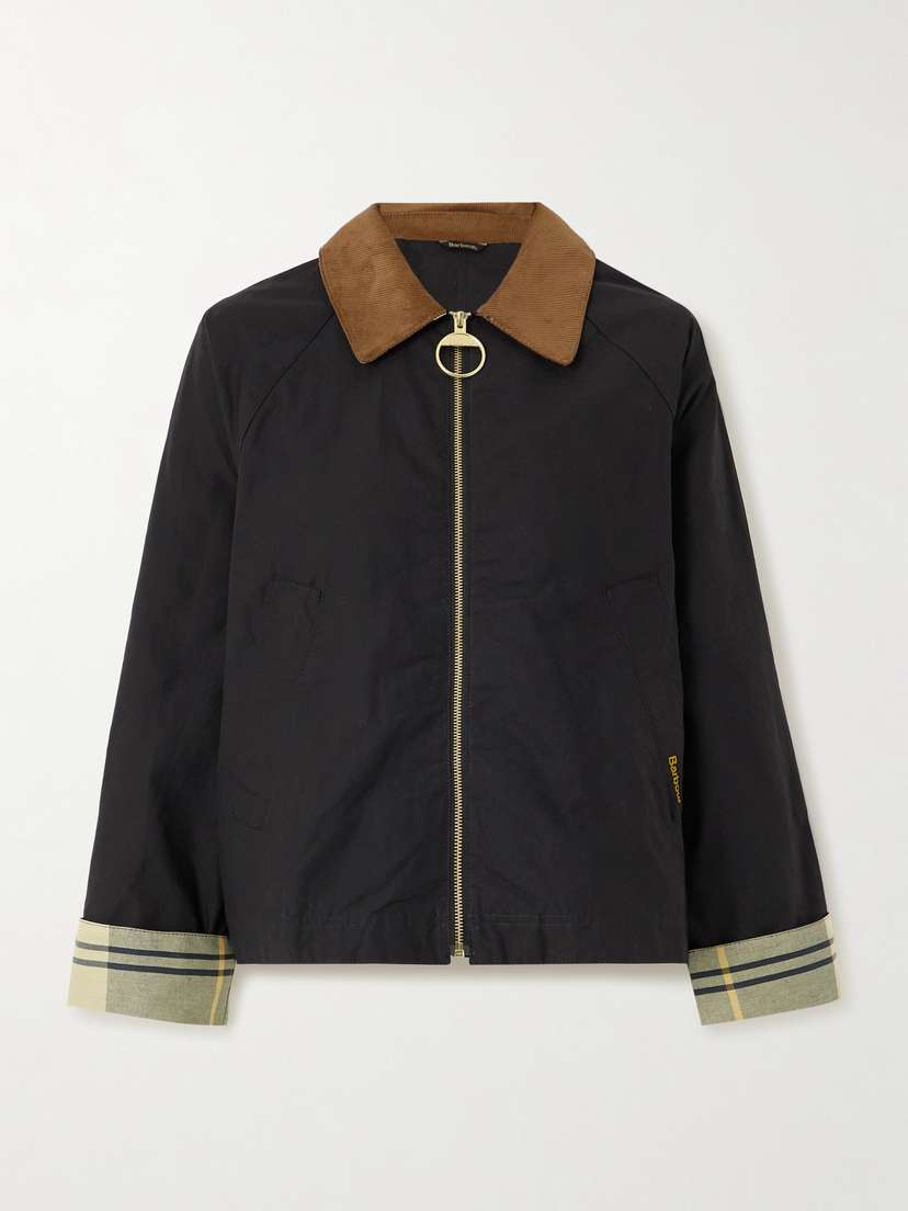 Barbour Cropped Corduroy-trimmed Cotton-canvas Jacket