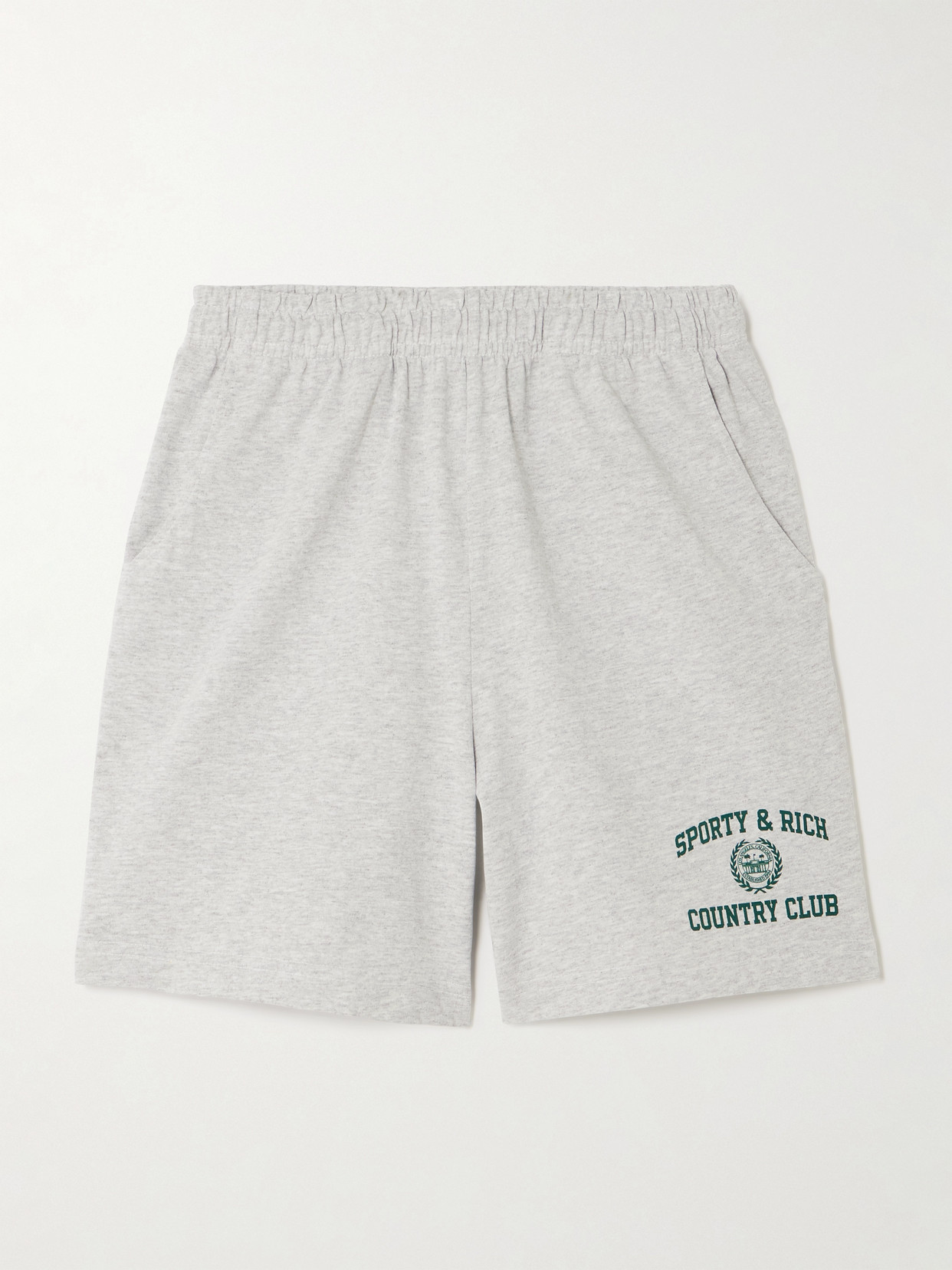 Sporty & Rich - Varsity Crest Printed Cotton-blend Jersey Shorts - Gray