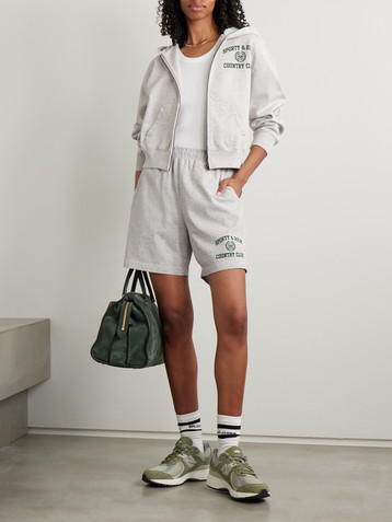 SPORTY & RICH Varsity Crest printed cotton-blend jersey shorts