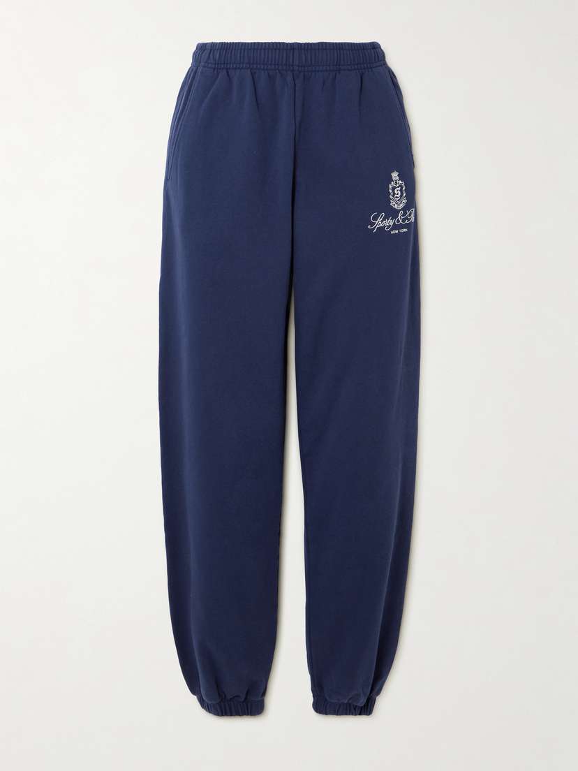 Sporty & Rich Vendome Embroidered Cotton-jersey Track Pants