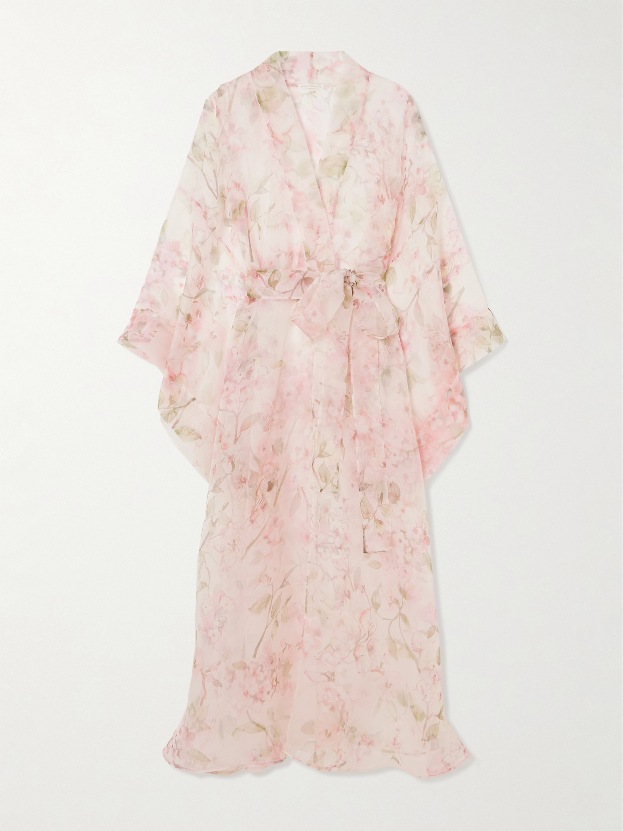 Rosamosario Jumeirah Floral-print Silk-georgette Dressing Gown In Pink