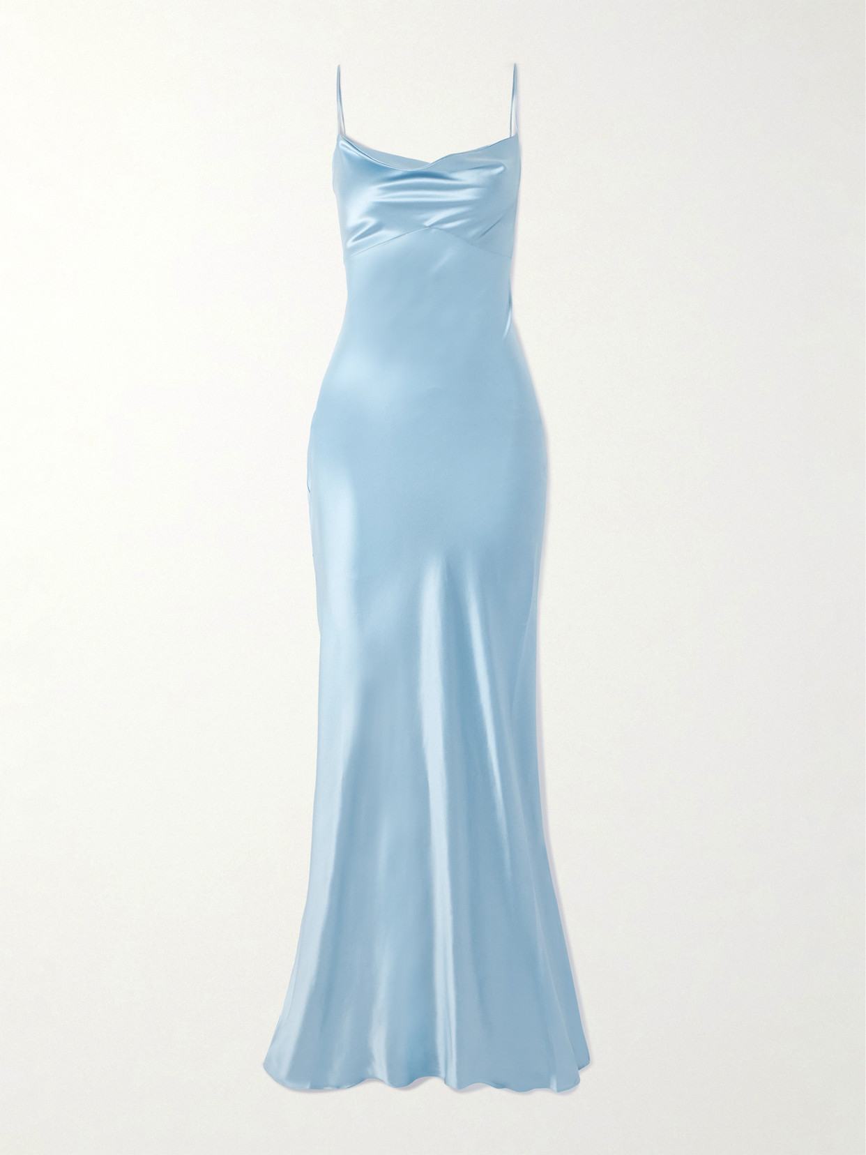 Rosamosario Ricca Draped Silk-satin Nightdress In Blue