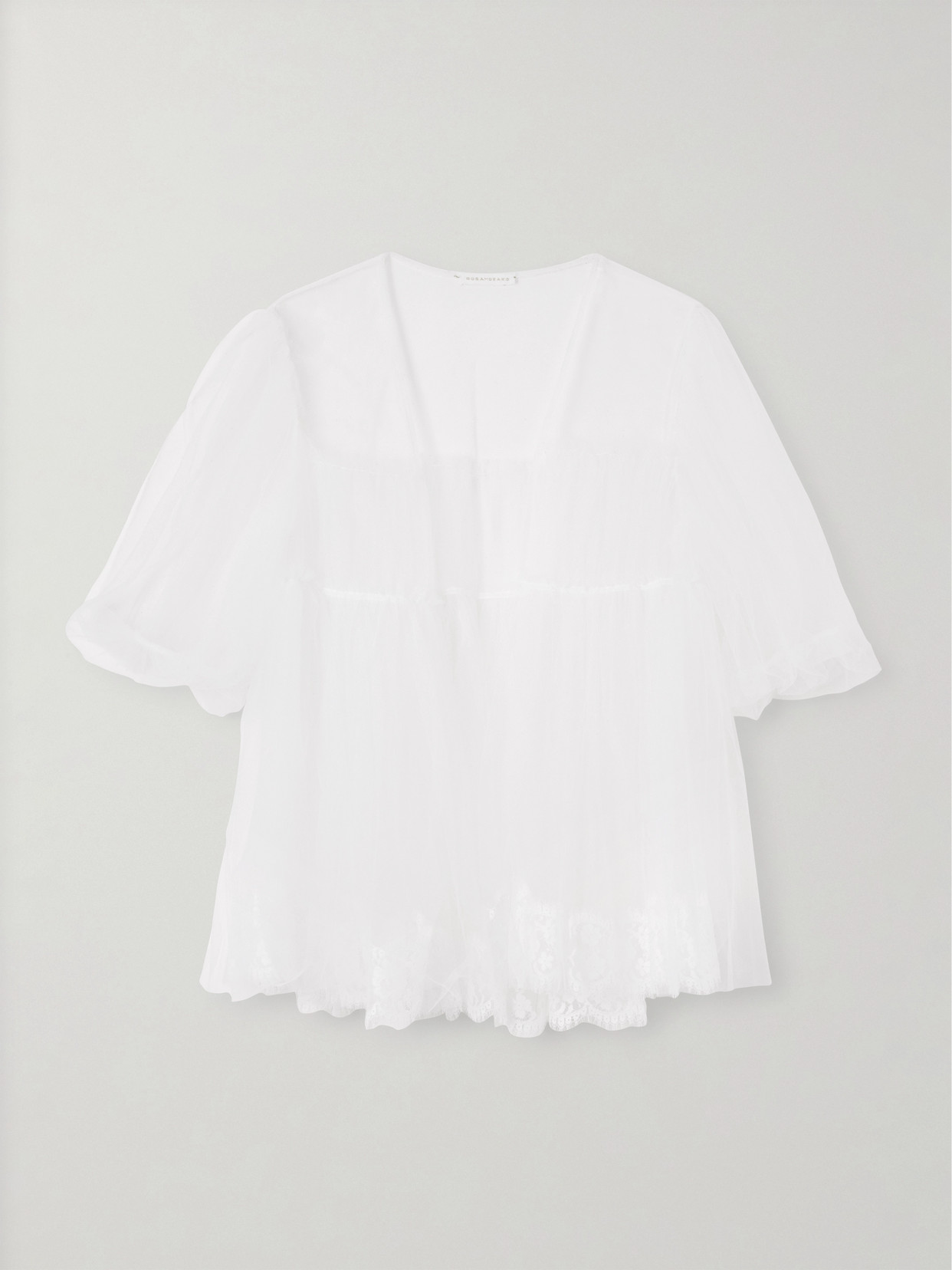 Rosamosario Mystery Of Roulettes Lace-trimmed Layered Tulle Dressing Gown In White
