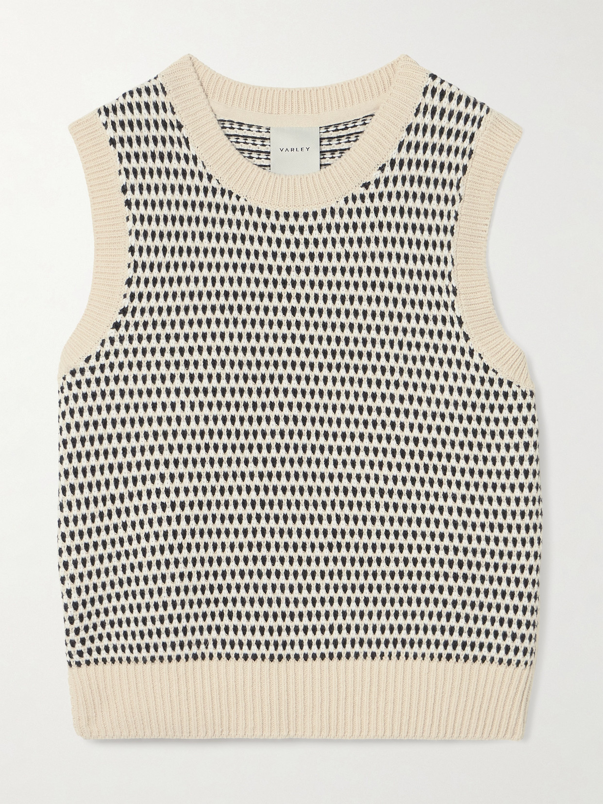 Varley Knowles Textured Knit Vest Birch Multi Stitch In White