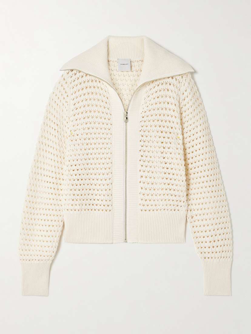 Varley Eloise Pointelle-knit Cotton Cardigan