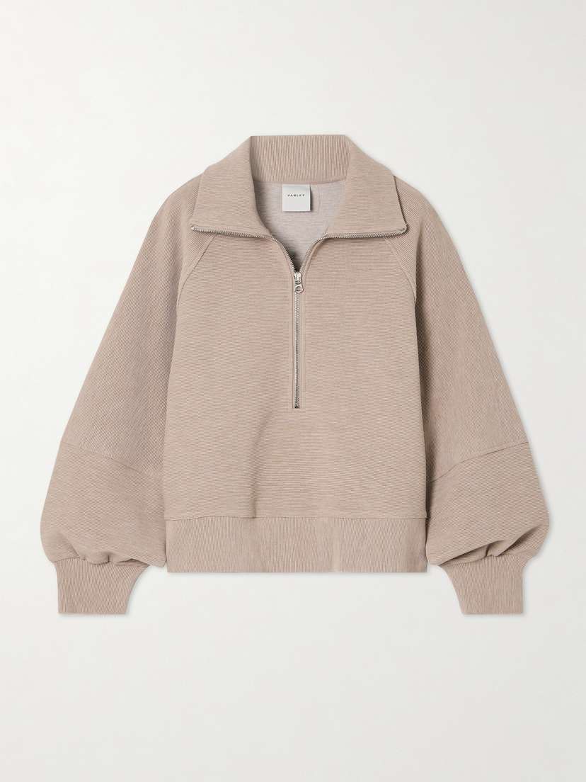 Varley Milano Ribbed Cotton-blend Jersey Sweatshirt