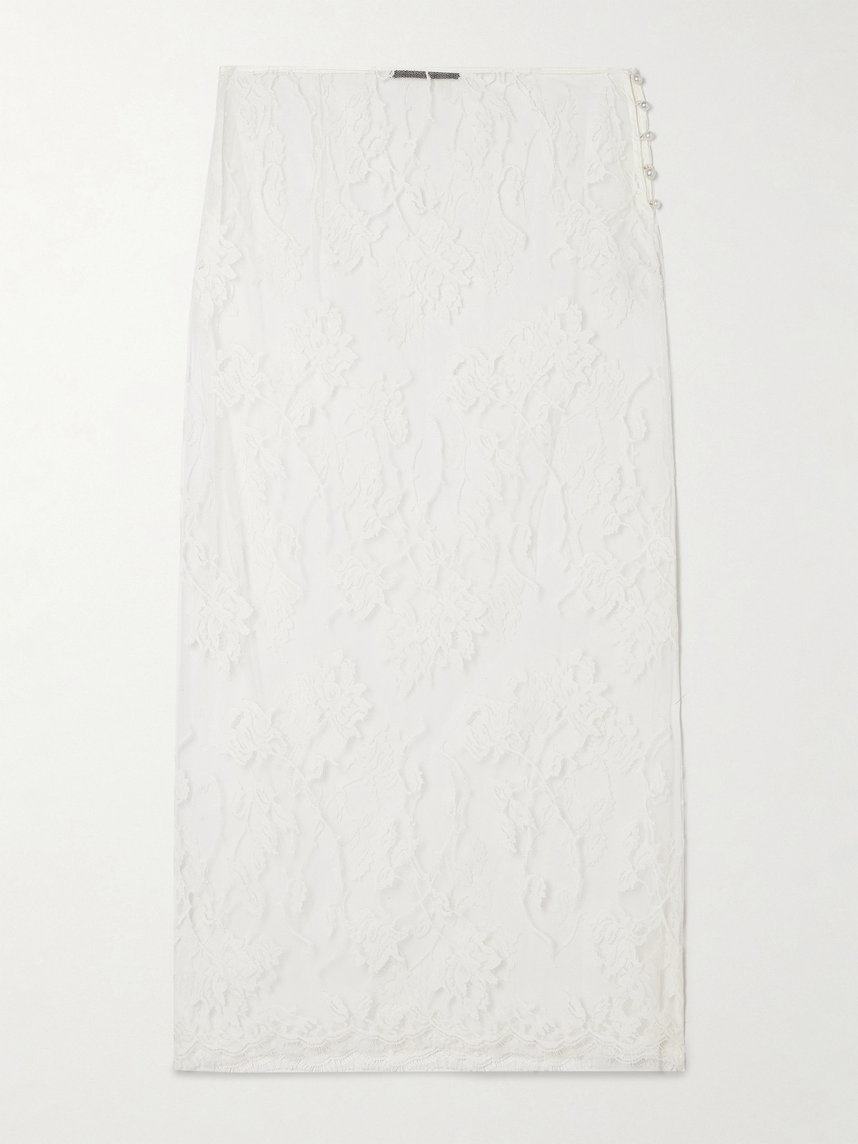 Kiki De Montparnasse Dominique Faux Pearl-embellished Cotton-blend Lace Midi Skirt