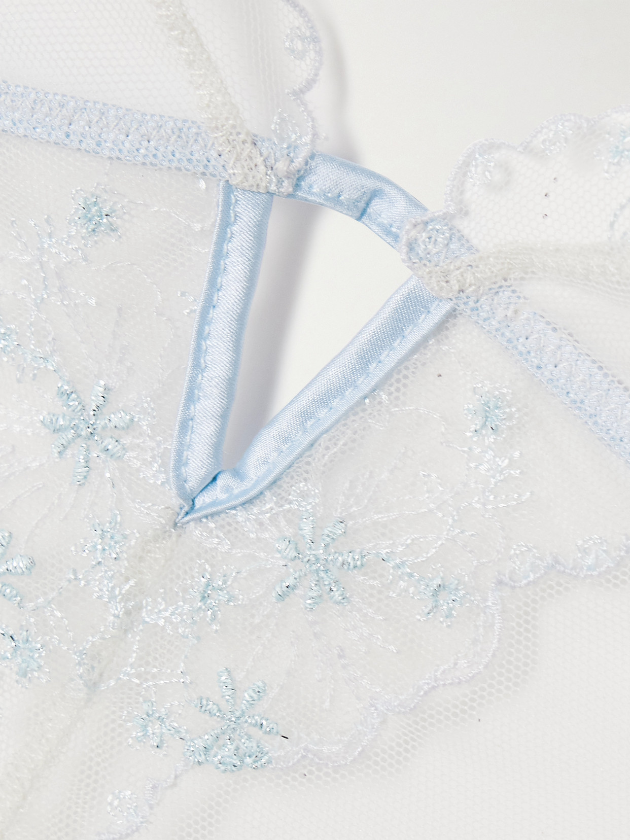 Kiki De Montparnasse Mathilde Stretch Silk-trimmed Embroidered Tulle Thong Bodysuit