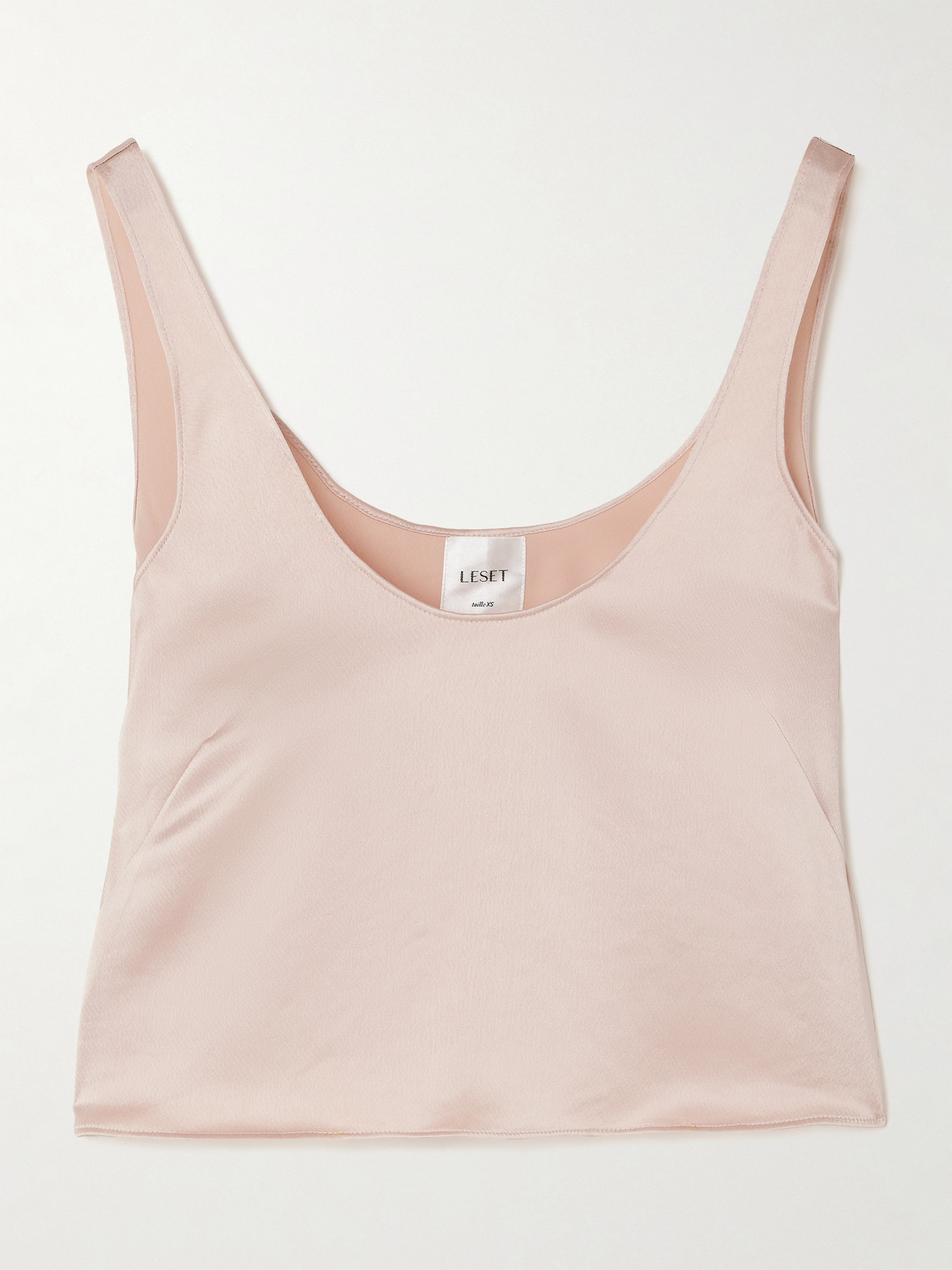 Leset Barb Scoop Washed-satin Tank In Pink