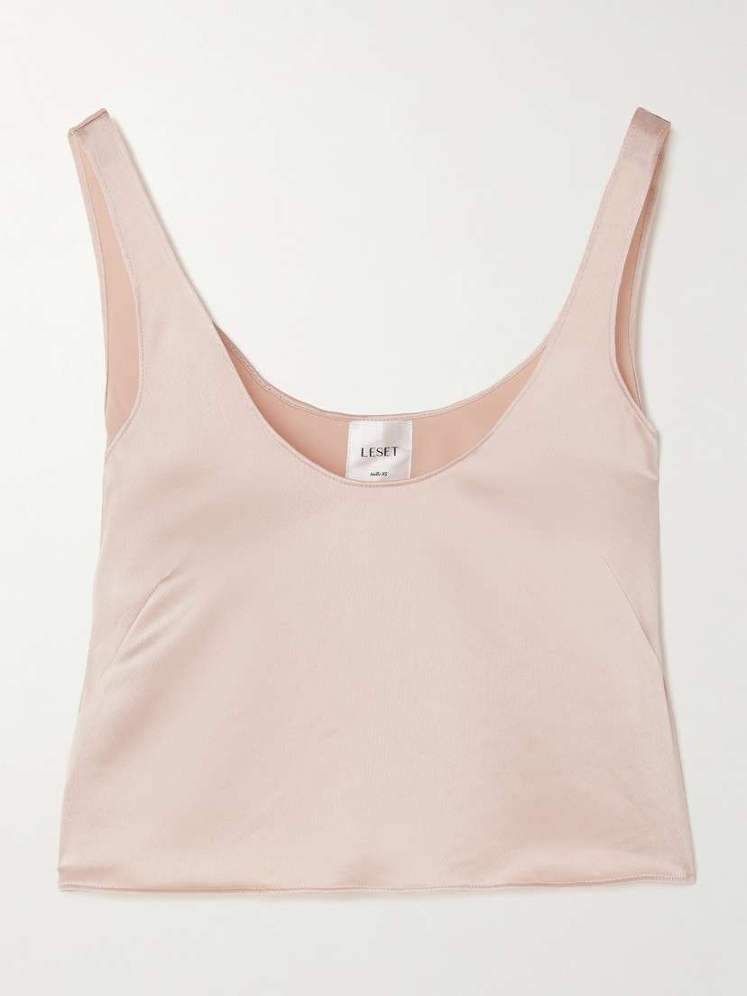LESET Barb Scoop Washed-satin Tank