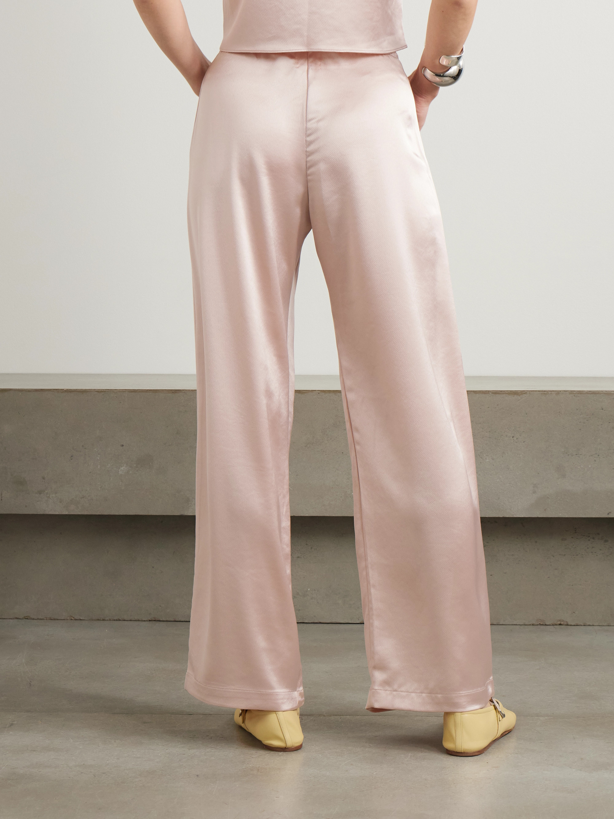 LESET Barb washed-satin wide-leg pants