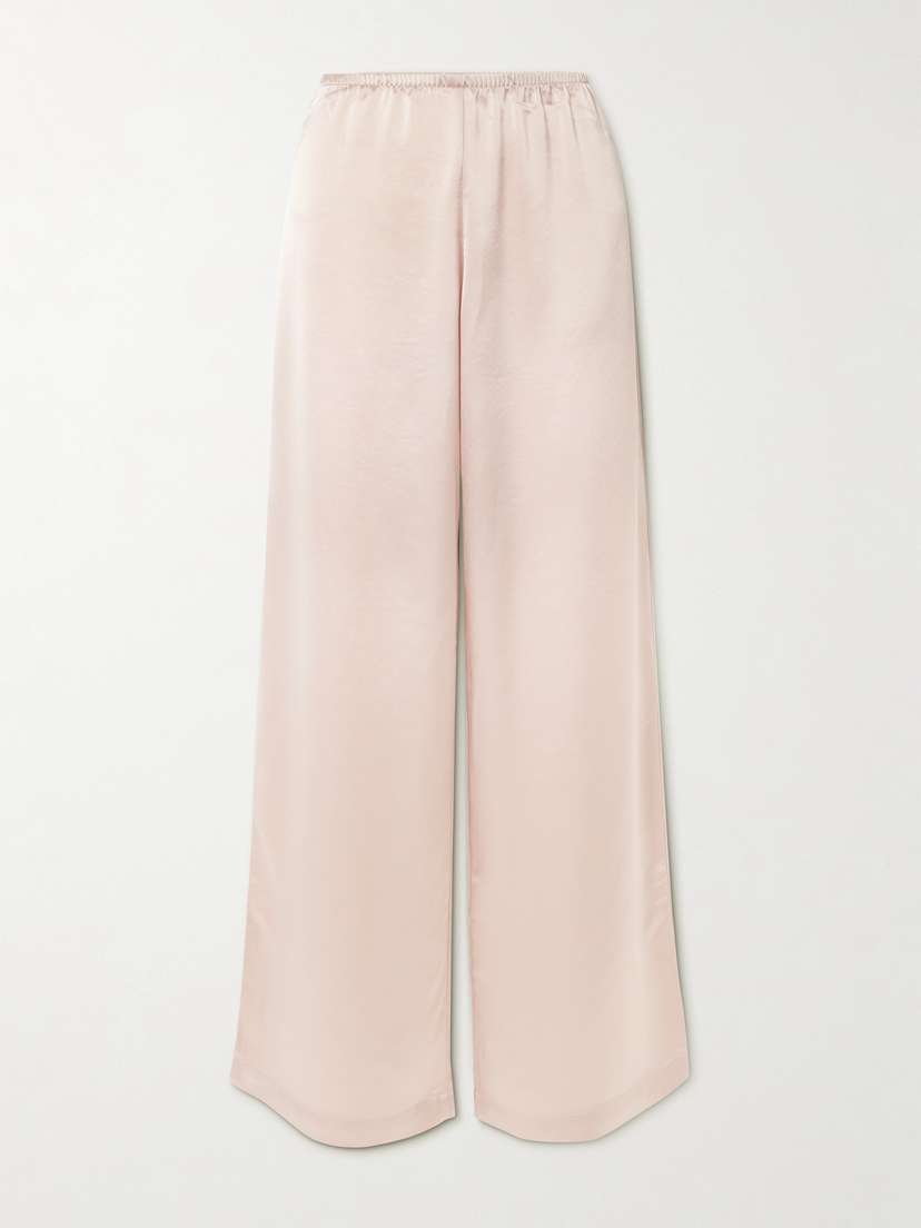LESET Barb Washed-satin Wide-leg Pants