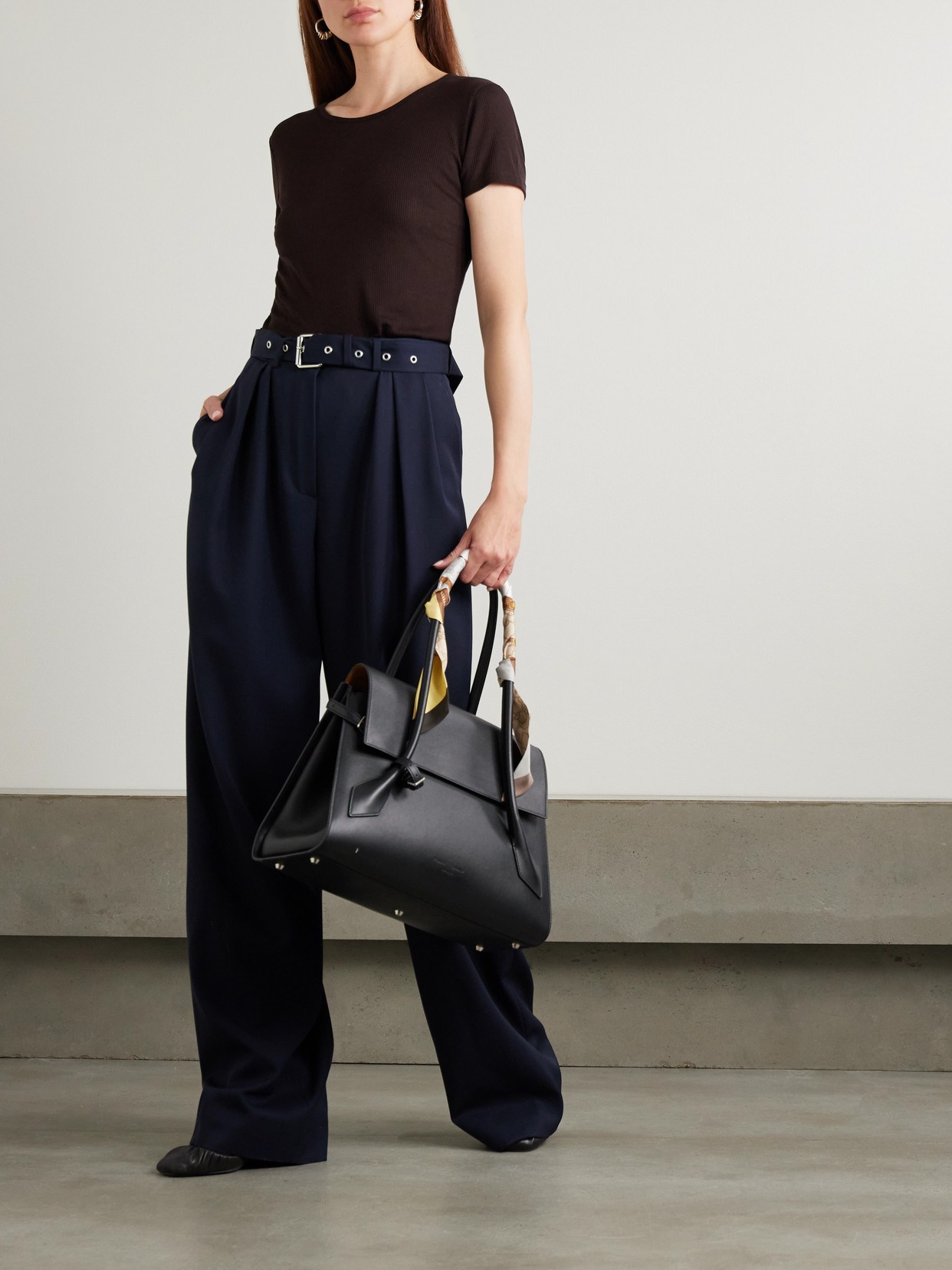 Leset Rozzi Ribbed Jersey T-shirt In Brown