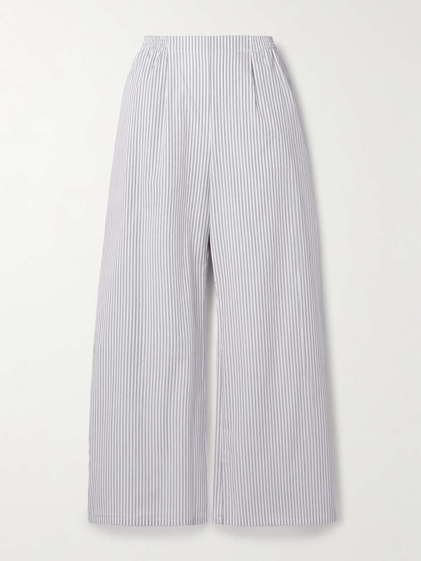 LESET Yoshi Pinstriped Cotton-blend Poplin Wide-leg Pants