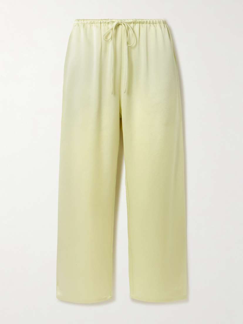 LESET Barb Cropped Satin Wide-leg Pants