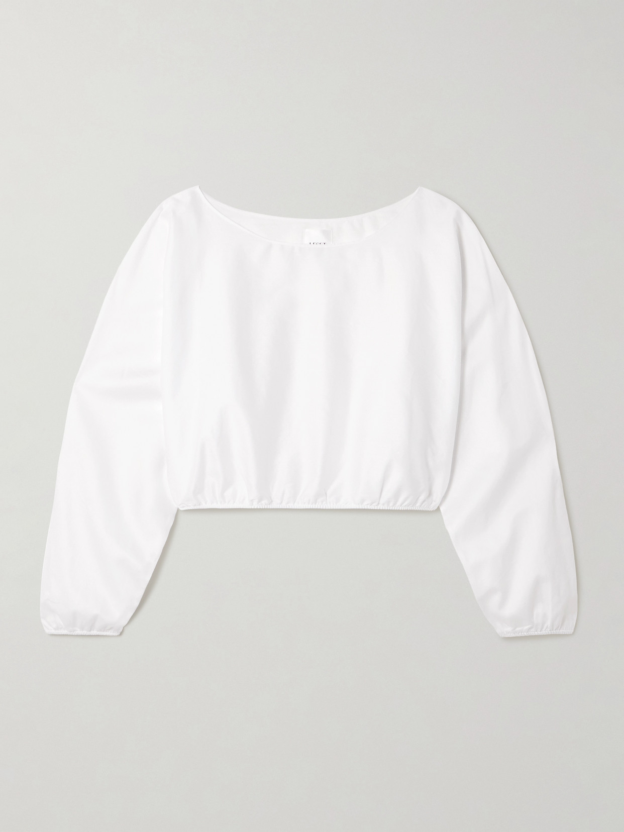 Leset Yoko Cropped Gathered Cotton-poplin Top In White