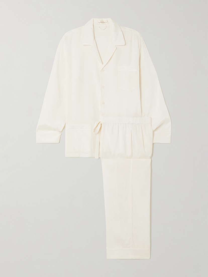 Olivia von Halle Yves Ribbed Silk Pajama Set - x small