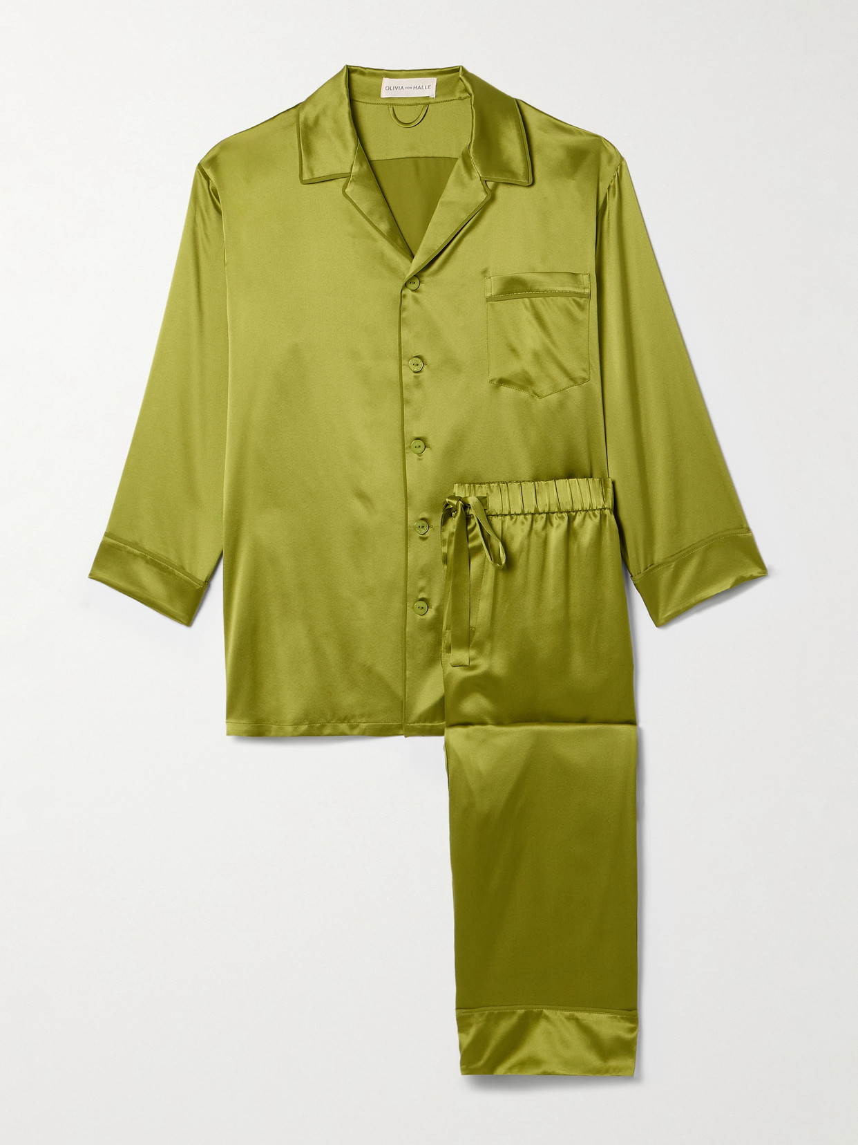 Olivia Von Halle Fifi Silk-satin Pajama Set In Green