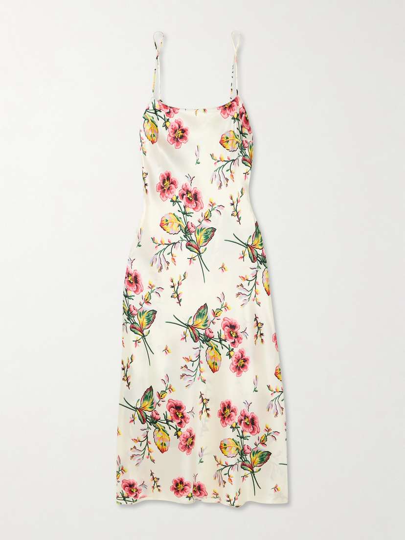 Olivia von Halle Artemis Floral-print Silk-satin Nightdress