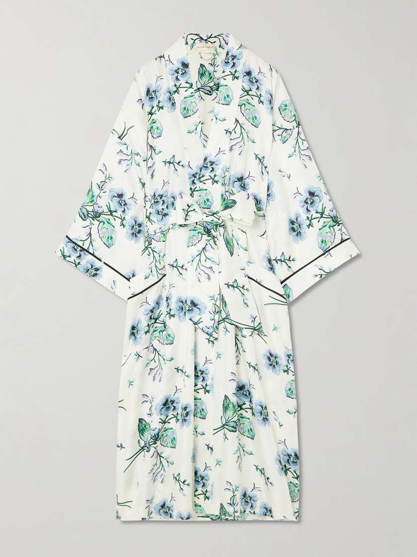 Olivia von Halle Sabine Printed Silk Robe