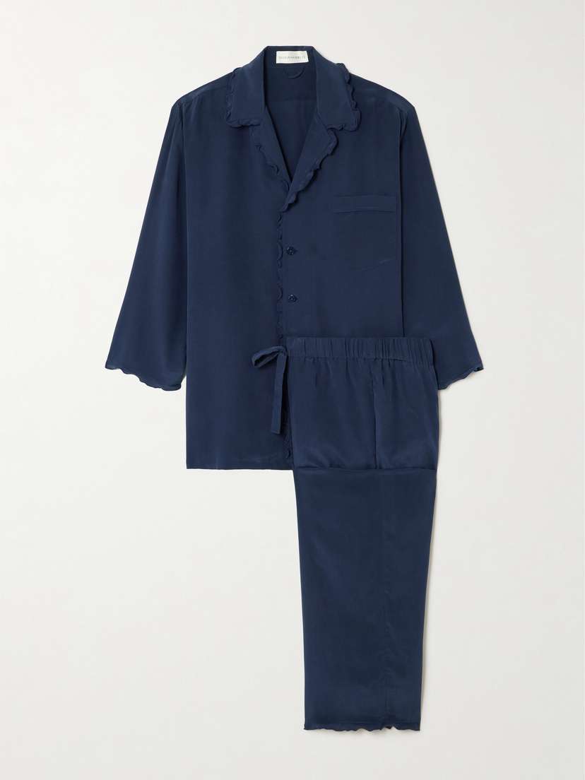 Olivia von Halle Fifi Ruffled Silk Crepe De Chine Pajama Set